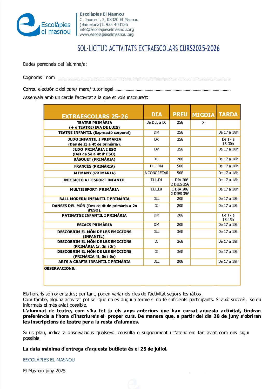 EXTRAESCOLARS 25-26